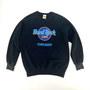 Vintage Hard Rock Cafe Pullover Sweatshirt Chicago Black Size Large